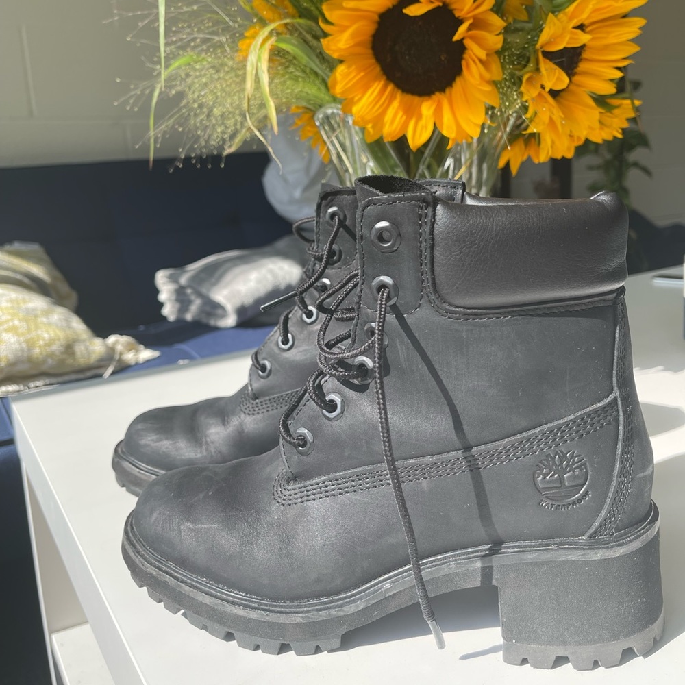 Timberland Black Leather Lace-Up Ankle Boots